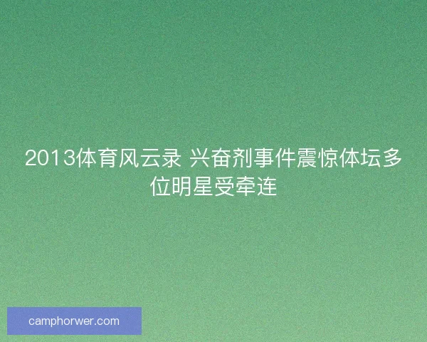 2013体育风云录 兴奋剂事件震惊体坛多位明星受牵连
