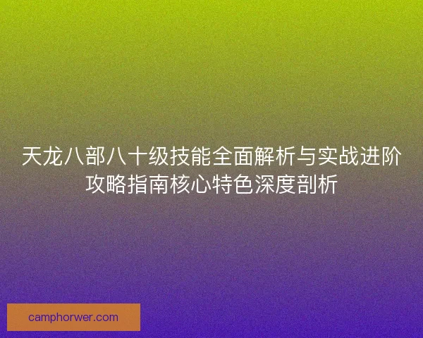 天龙八部八十级技能全面解析与实战进阶攻略指南核心特色深度剖析